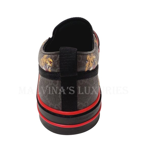 GUCCI SHOES MENS 1977 TENNIS SLIP ON SNEAKERS GG SUPREME TIGER - Picture 9 of 16